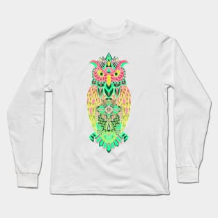 owl in smart pattern art ecopop in color of mayan culture Long Sleeve T-Shirt